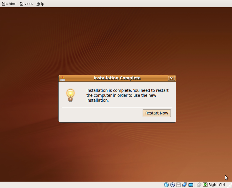 Installation was started. Ubuntu 9.04. Ubuntu 9. Linux 9.